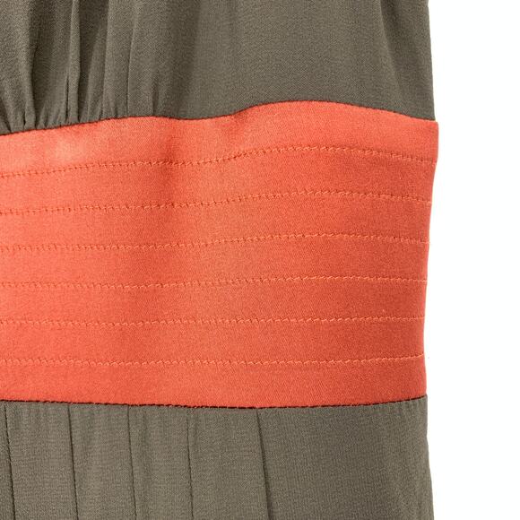 Nicole Miller Dress Women's Sz 10 Silk Fit and Flare Sleeveless Greige Orange - Picture 5 of 6